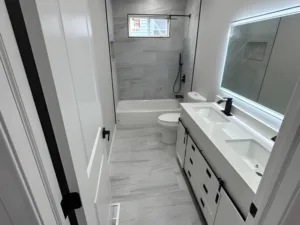 Bathroom Full Renovation Project showing complete view of remodeled bathroom